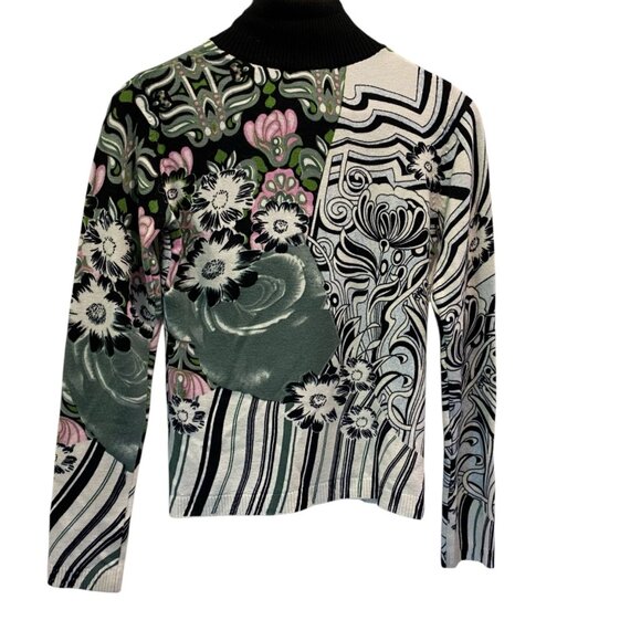 Custo Barcelona Jacket Sweater Multicolor Sz S Full Zip Art Beaded Floral Unique - Picture 2 of 16